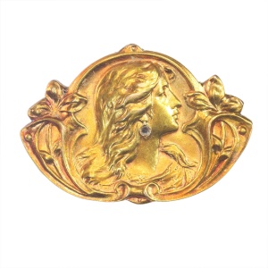 Vintage antique Art Nouveau 18K gold brooch